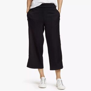 James Perse Pants Sz 3 Large Black Crop Snap Button Pull On Tearaway Track Crepe